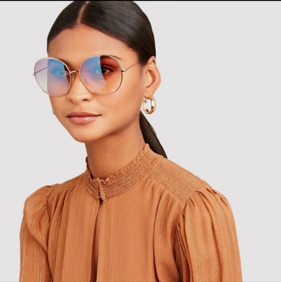 OLIVER PEOPLES Pink/ Gold Round Sunglasses